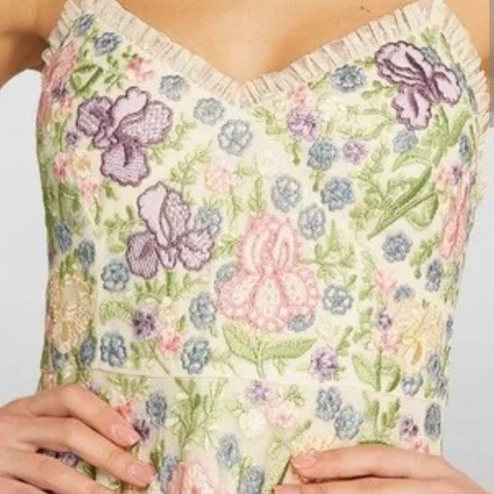 BHLDN Needle & Thread Floral Embroidered Dress size US 0 $779 - Picture 5 of 6
